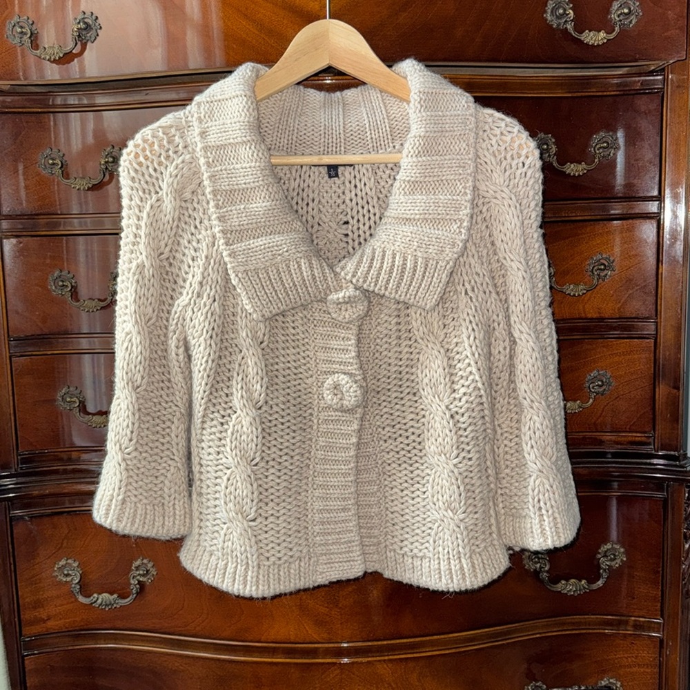 Massimo Dutti cable knit cardigan sweater Size S made in Italy